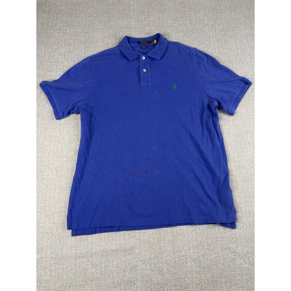 Polo Ralph Lauren Other - Polo Ralph Lauren Mens Classic Fit Blue Pique Polo Shirt Green Pony Large